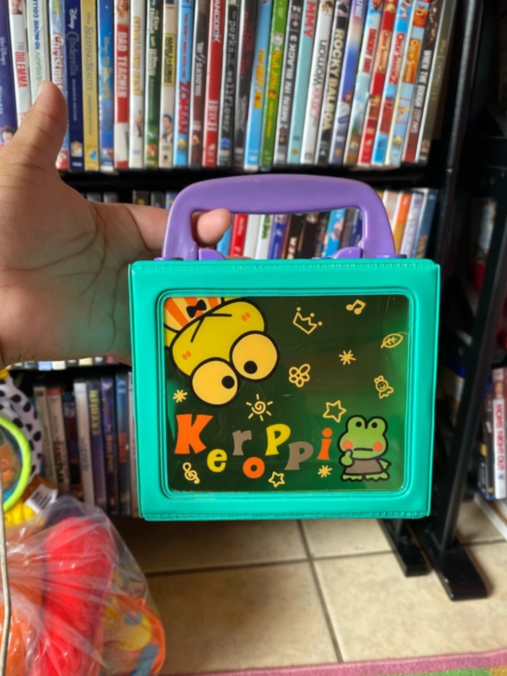 Vintage 1997 Sanrio Keroppi Green Plastic Trinket Case Trunk Box Snap Button